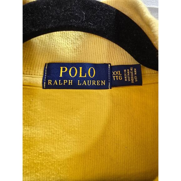 Polo Ralph Lauren Yellow Pullover 1/4 Zip Navy Pony Mens 2XL Great condition - Picture 3 of 5